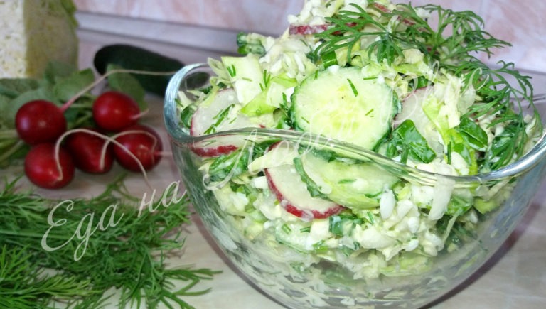 салат, из капусты с огурцом
